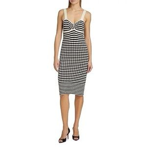 Ramy Brook Jessa Black and White Patterned sweater knit Midi Dress
